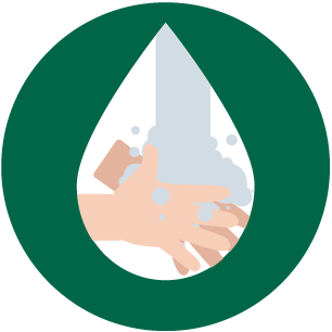 Enjuaga tus manos con agua